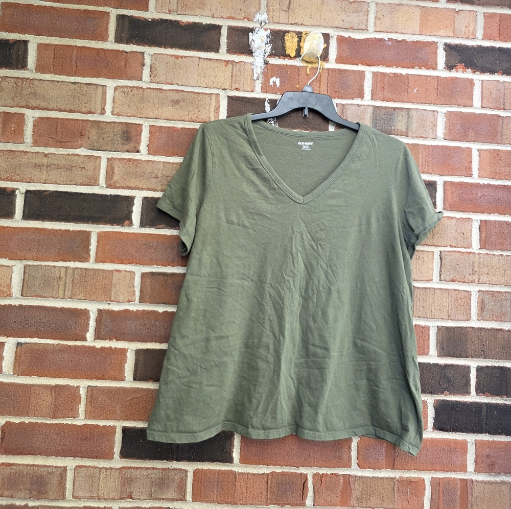 Old Navy Everwear Olive Green V-Neck Women's Top Size XXL Tall